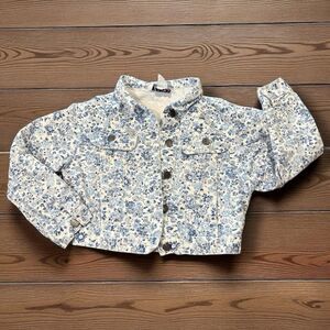 Vintage Zena Kids Floral Denim Jacket Girls Size Small 80s 90s Cropped Jean